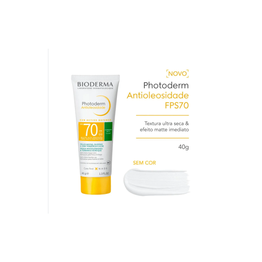 GEL CREME BIODERM PHOTODERM ANTIOLEOSIDADE FPS70 SEM COR 40G