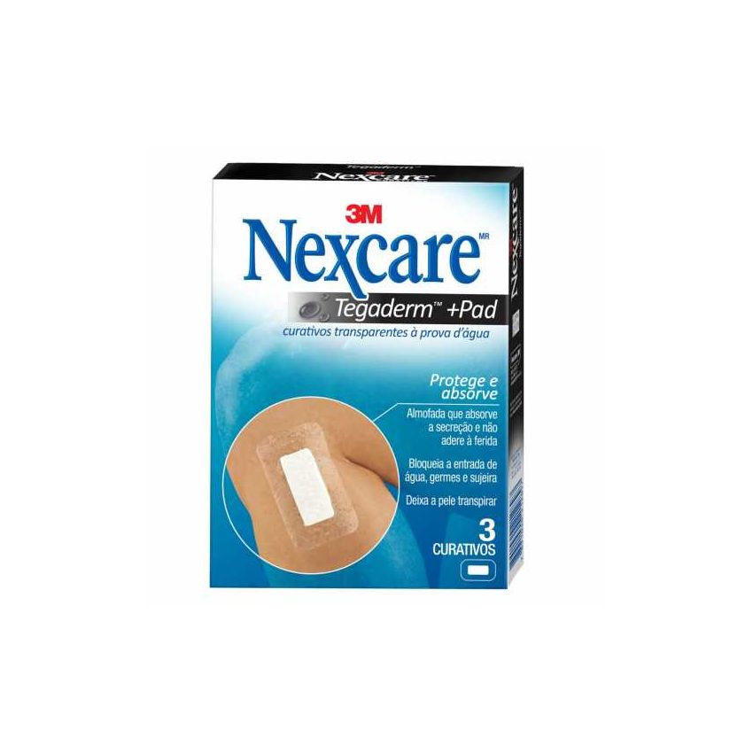 CURATIVO NEXCARE TRANSPARENTE TEGADERM +PAD COM 3 UNIDADES