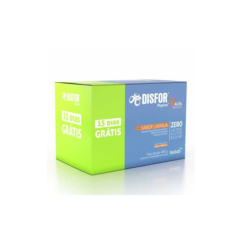 DISFOR PEPTAN SABOR LARANJA ZERO 30+15 SACHES 495G