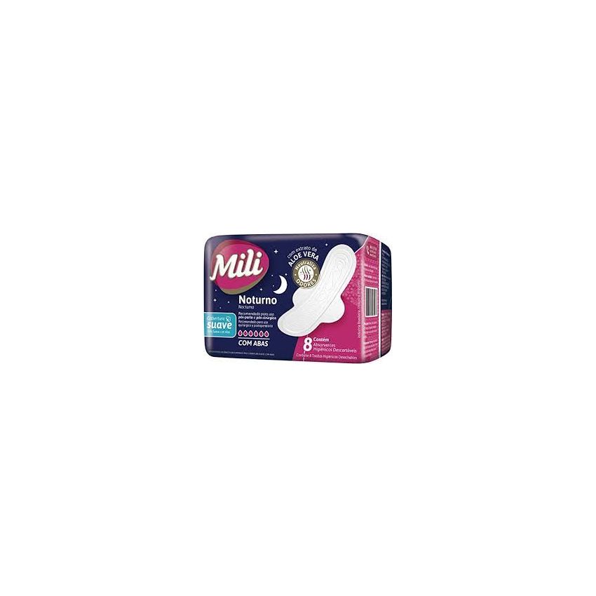 ABSORVENTE MILI NOTURNO SUAVE COM ABAS 8