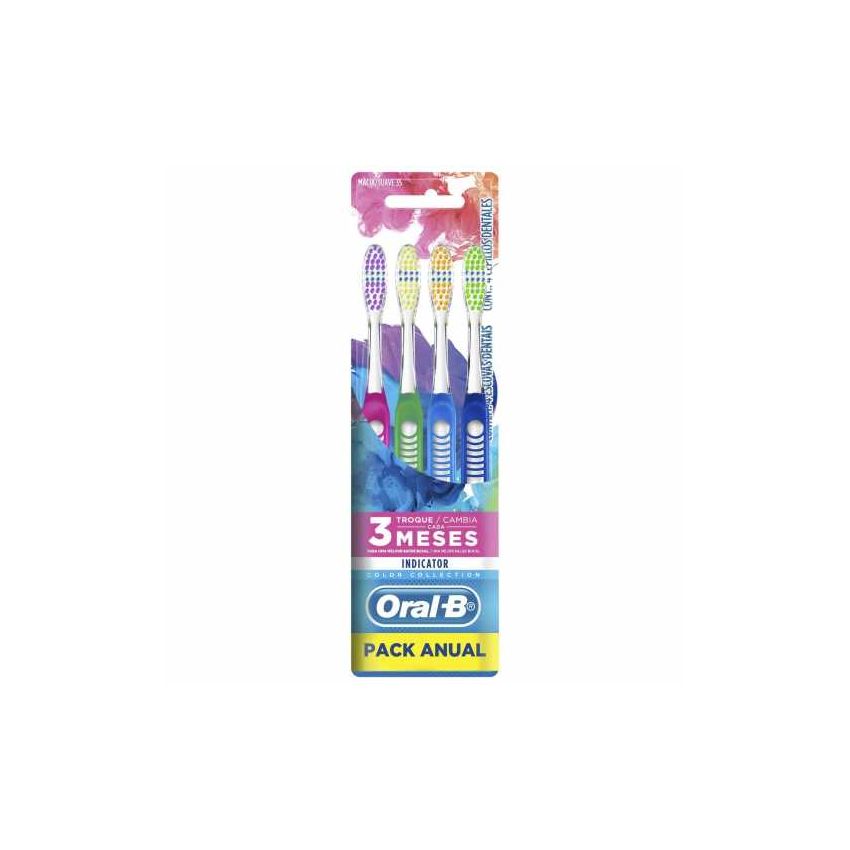 ESCOVA DENTAL ORAL-B INDICATOR COLORS COLECTION 4 UNIDADES