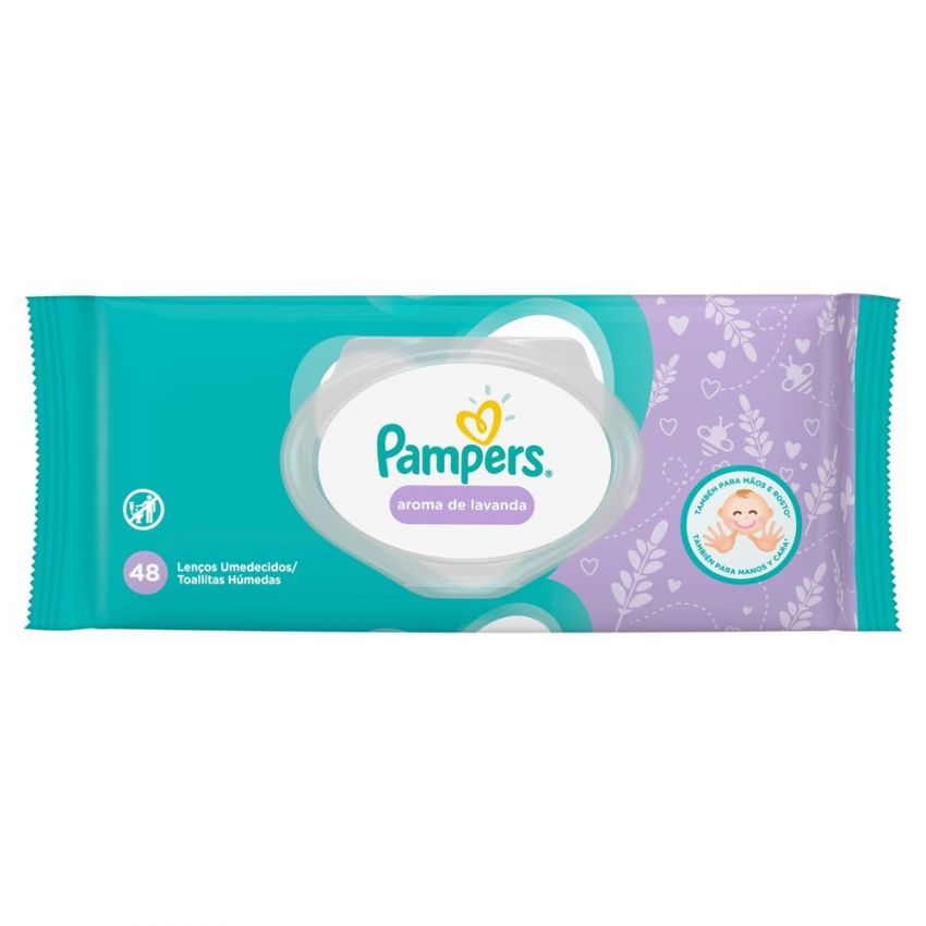 LENÇOS UMEDECIDOS PAMPERS LAVANDA COM 48 LENÇOS
