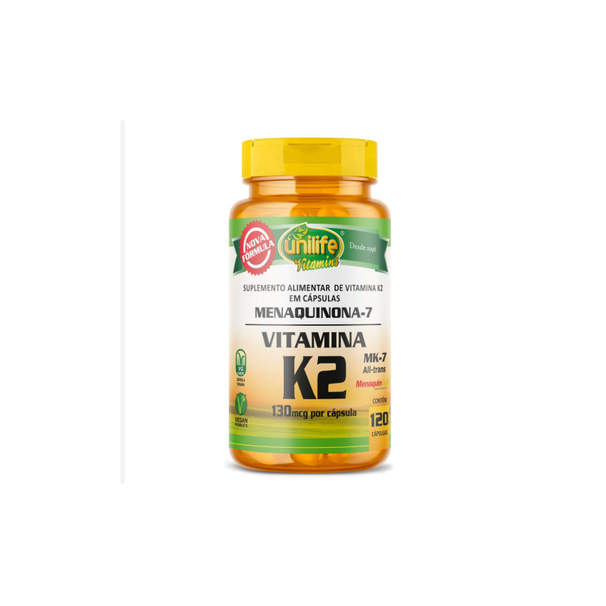 VITAMINA K2 MENAQUINONA 500 MG COM 120 CAPSULAS UNILIFE