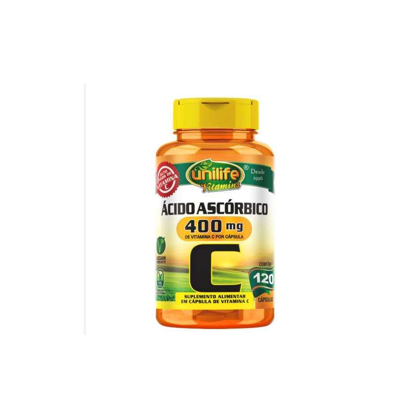 VITAMINA C PURE ACIDO ASC 400MG 120 CAPSULAS UNILIFE