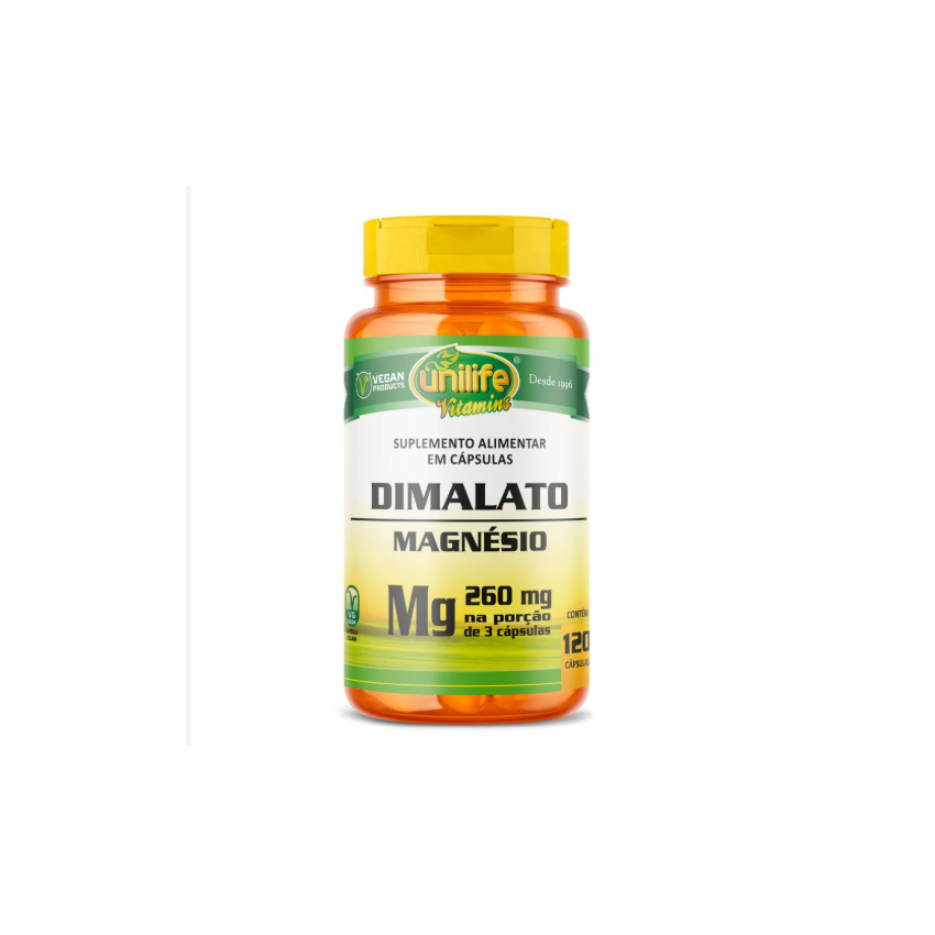 MAGNESIO DIMALATO 800MG COM 120 CAPSULAS UNILIFE