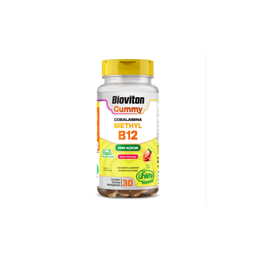 GUMMY METHYL B12 BIOVITON SAB MORANGO 2,5GR COM 30G UNILIFE