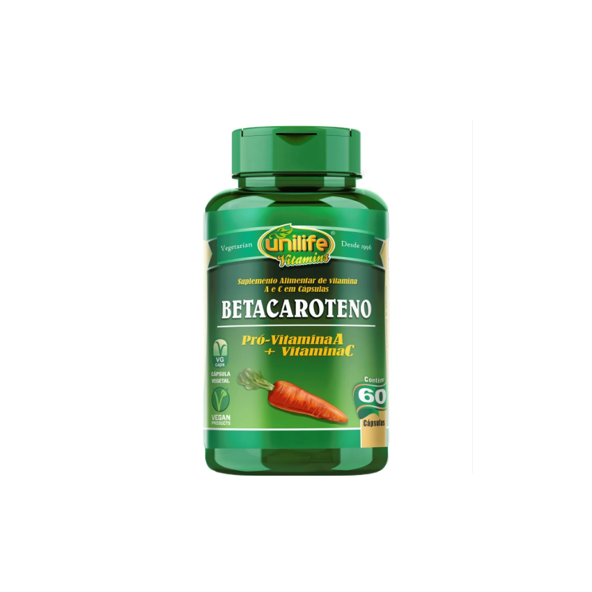 BETA CAROTENO 500 MG COM 60 CAPSULAS UNILIFE