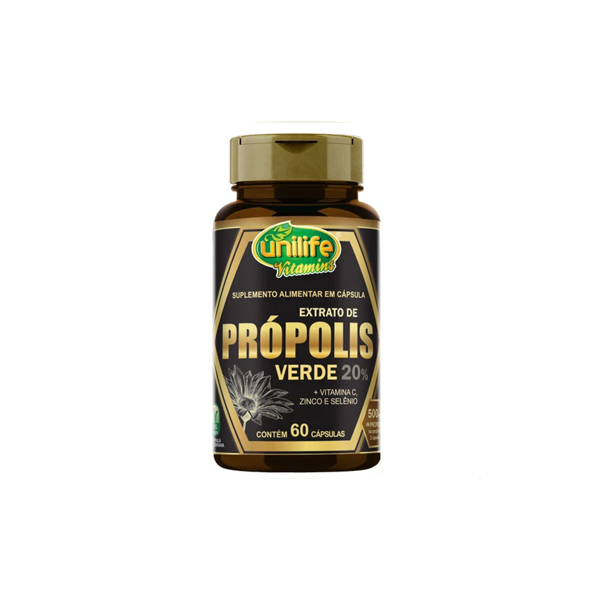 EXTRATO DE PROPOLIS VERDE 500MG COM 60 CAPSULAS UNILIFE