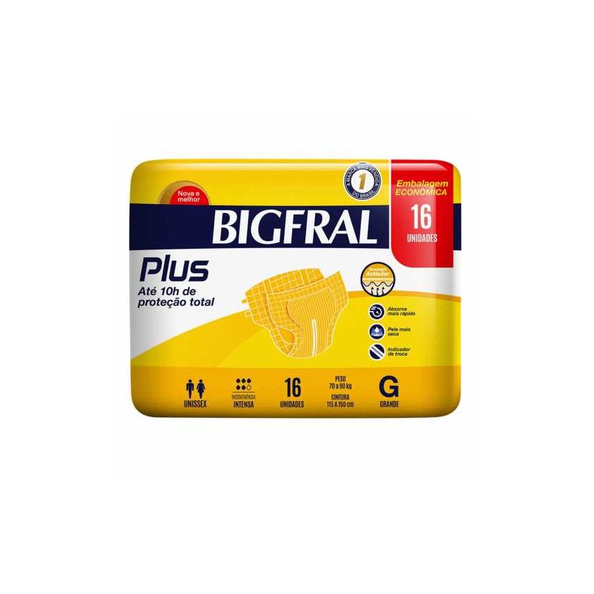 FRALDA BIGFRAL PLUS G COM 16 UNIDADES 