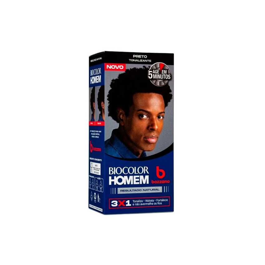 TONALIZANTE BIOCOLOR HOMEM 3X1 PRETO BOZZANO