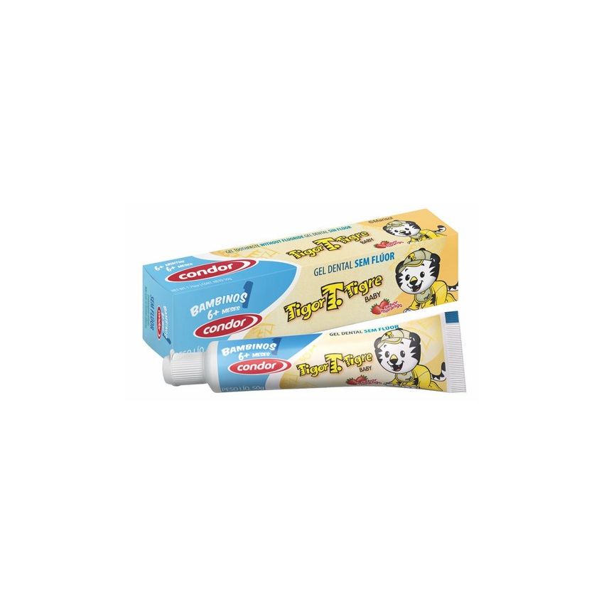 GEL DENTAL TIGOR S/FLUOR MORANGO 50G