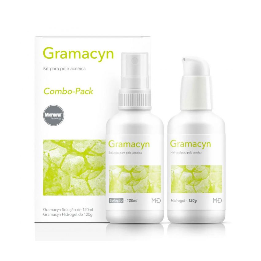KIT GRAMACYN PELE ACNEICA SOLUÇÃO 120ML+HIDROGEL 120ML