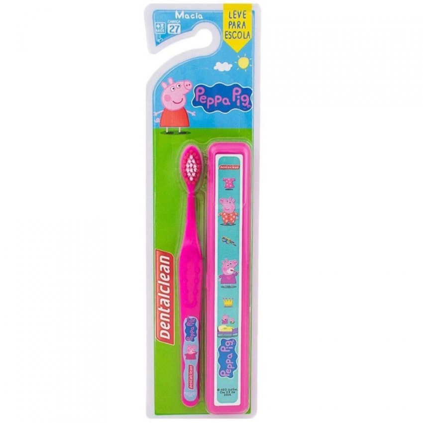 ESCOVA DENTAL INFANTIL DENTALCLEAN PEPPA PIG COM ESTOJO