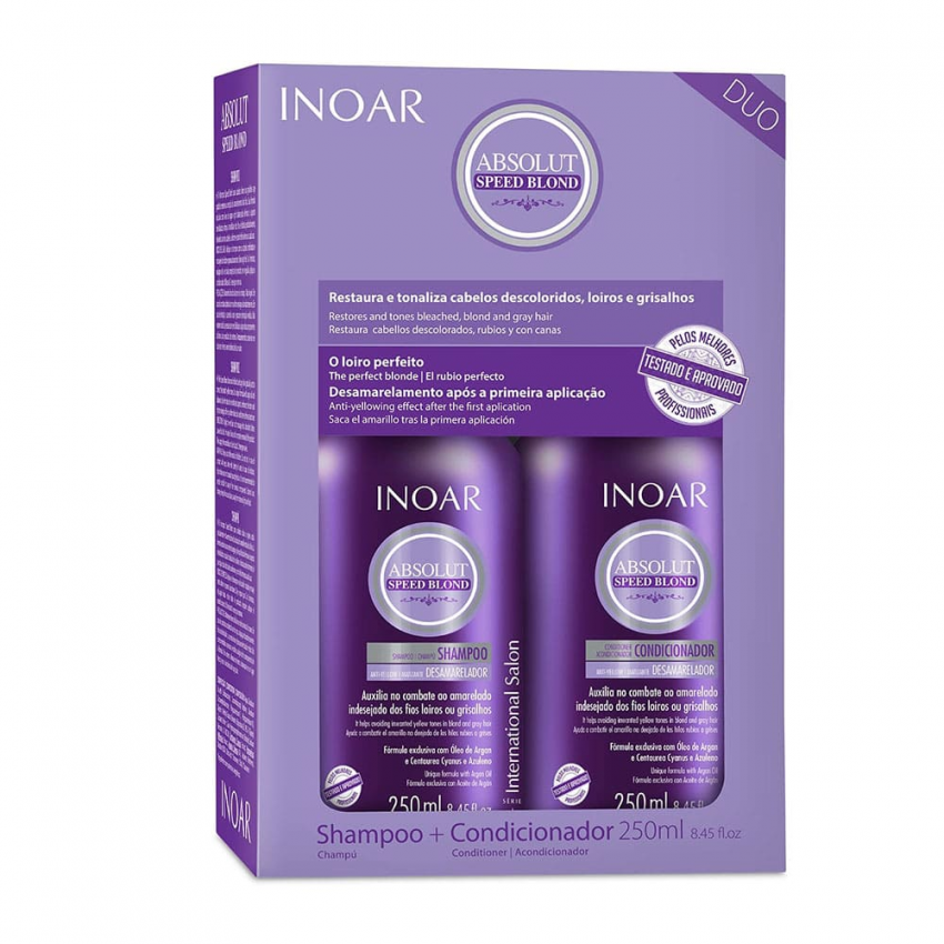 KIT INOAR SPEED BLOND SHAMPOO 250ML+CONDICIONADOR 250ML
