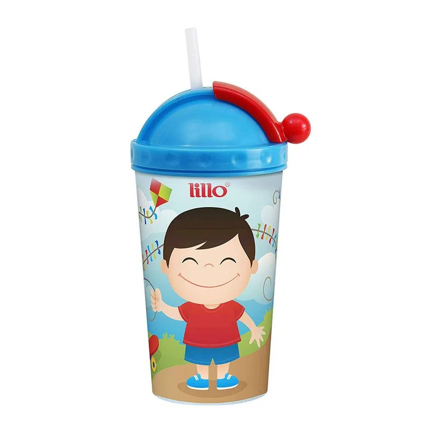 COPO COM CANUDO RETRÁTIL LILLO AZUL 450ML