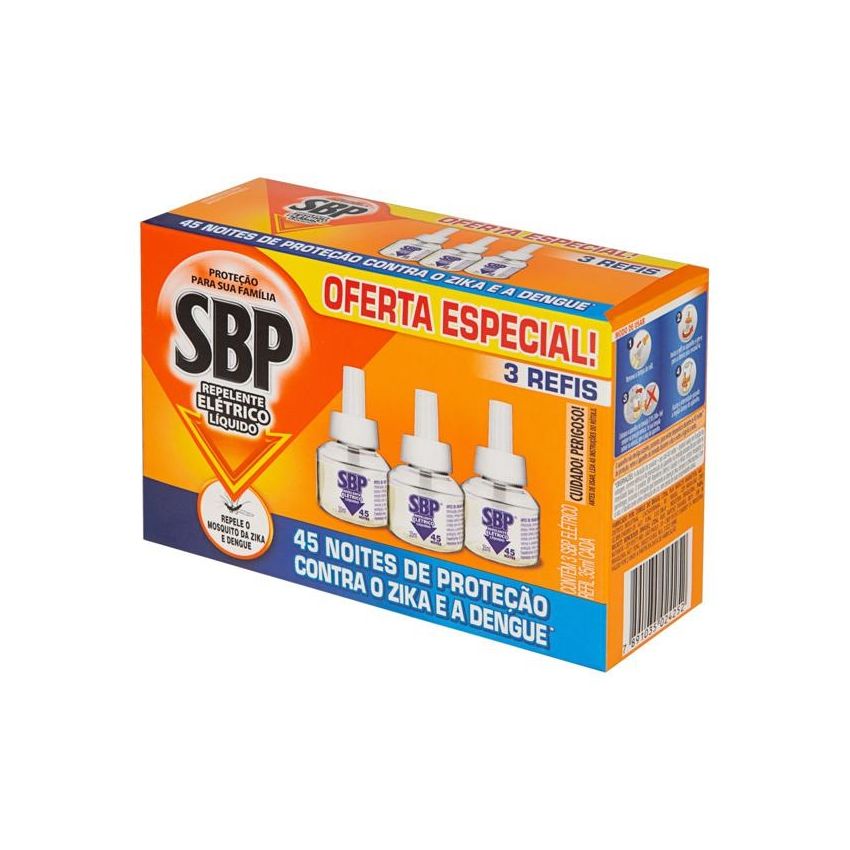 SBP REPELENTE LIQUIDO ELETRICO COM 3 UNI REFIL 35ML CADA
