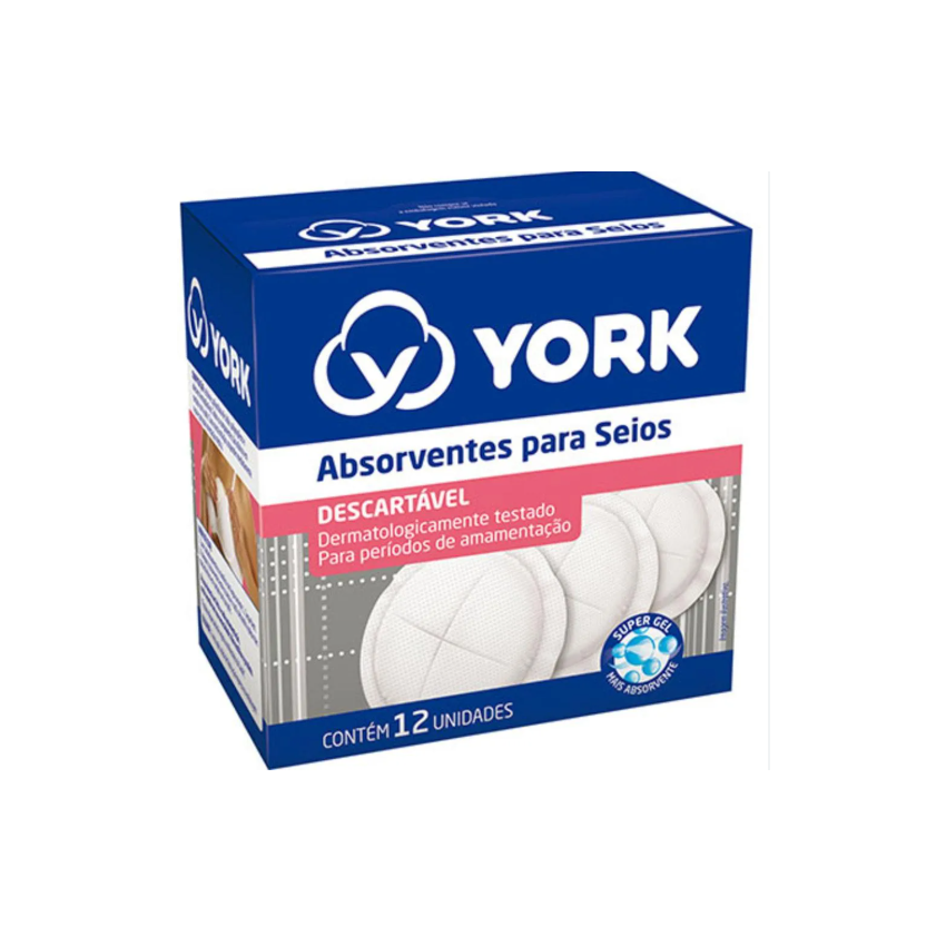 ABSORVENTE PARA SEIOS YORK COM 12 UNIDADES
