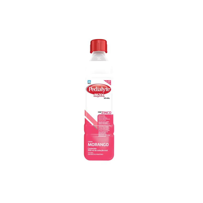 PEDIALYTE MAX COM ZINCO SASBOR MORANGO COM 500ML VALIDADE 06/2026