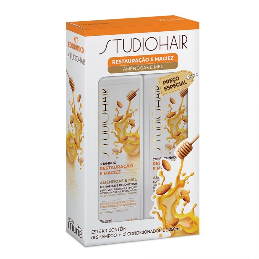 KIT STUDIO HAIR SHAMPOO E CONDICIONADOR REST E MACIEZ 250ML