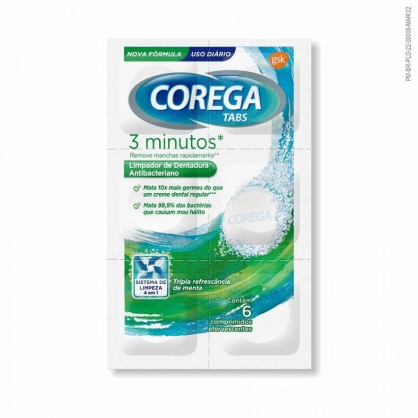 COREGA TABS 3 MINUTOS COM 6 PASTILHAS 