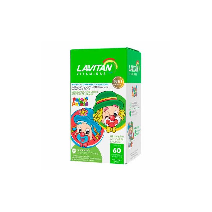 LAVITAN KIDS LARANJA/LIMÃO/UVA COM 60COMPRIMIDOS MASTIGÁVEIS