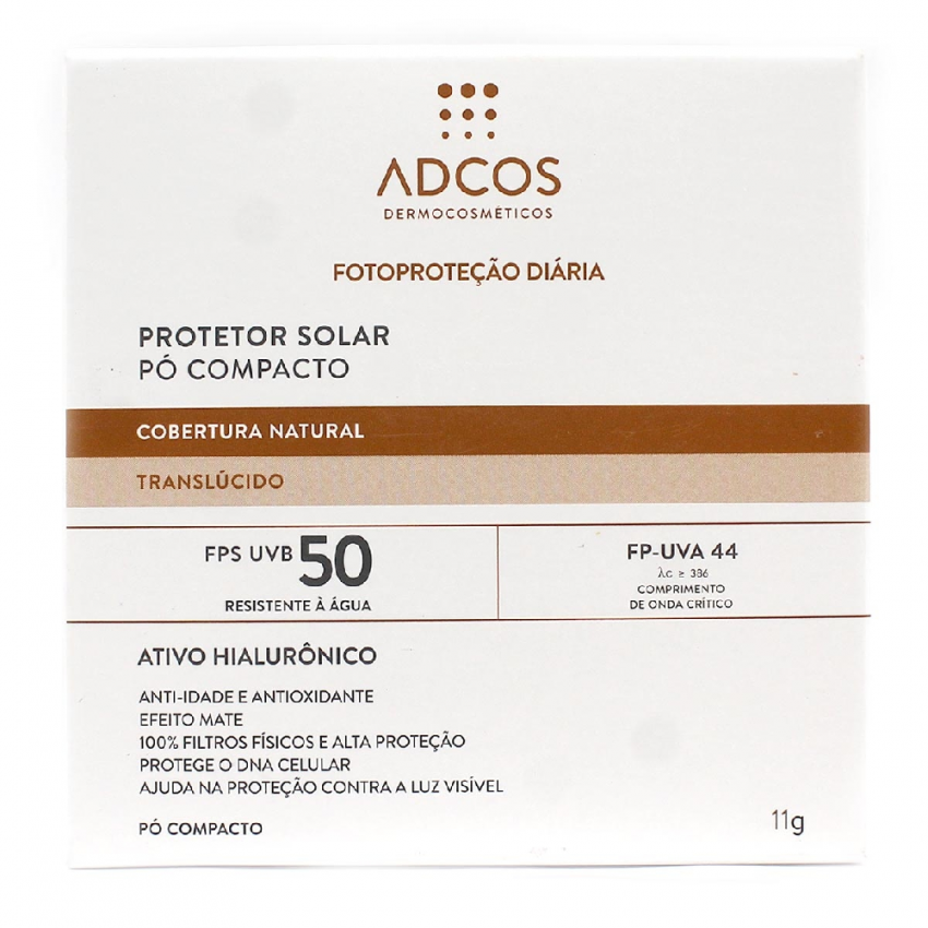 PÓ COMPACTO ADCOS PROTETOR SOLAR FPS50 TRANSLÚCIDO 11G