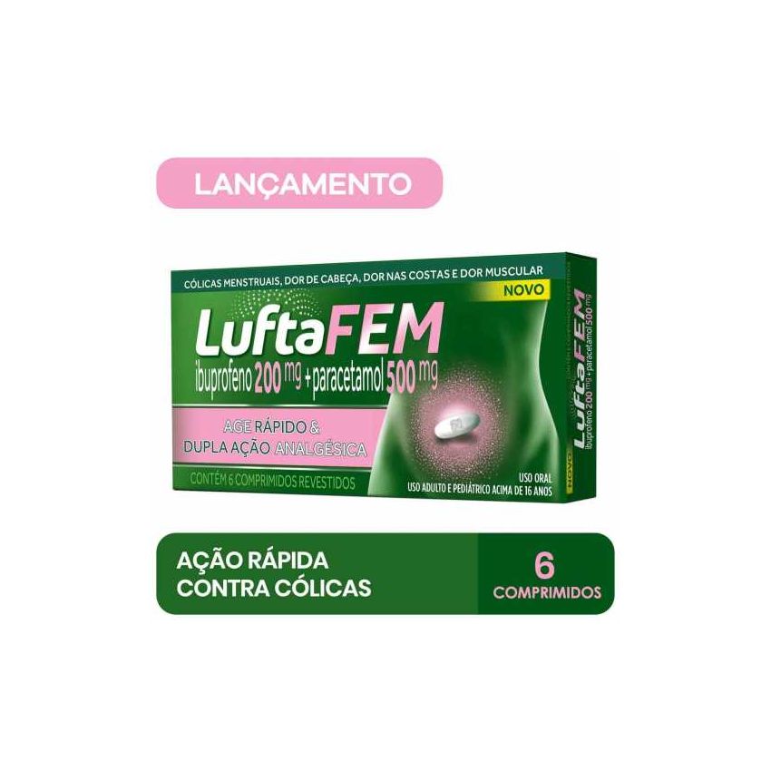 LUFTAFEM 200MG+500MG COM 6 COMPRIMIDOS-