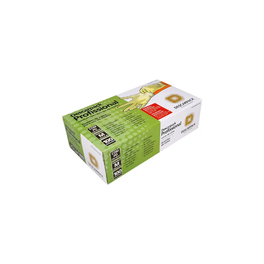 LUVA LATEX DESCARPACK M C/100