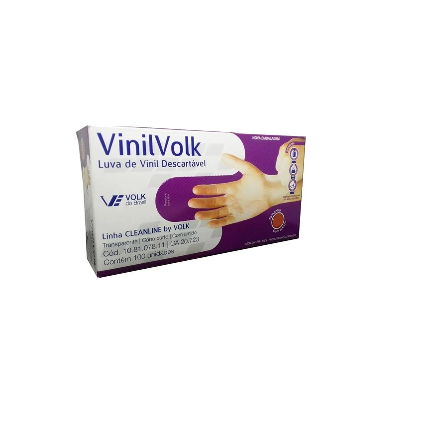 LUVA VINIL VOLK G COM 100 UNIDADES