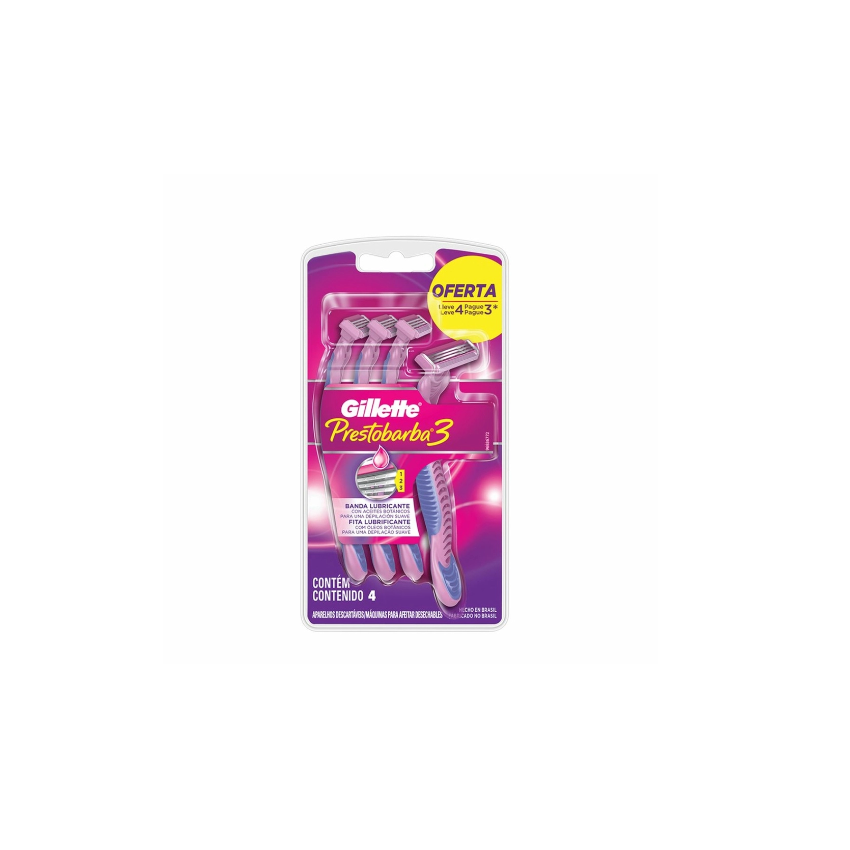 APARELHO DE DEPILAR GILLETTE PRESTOBARBA COM 4 UNIDADES