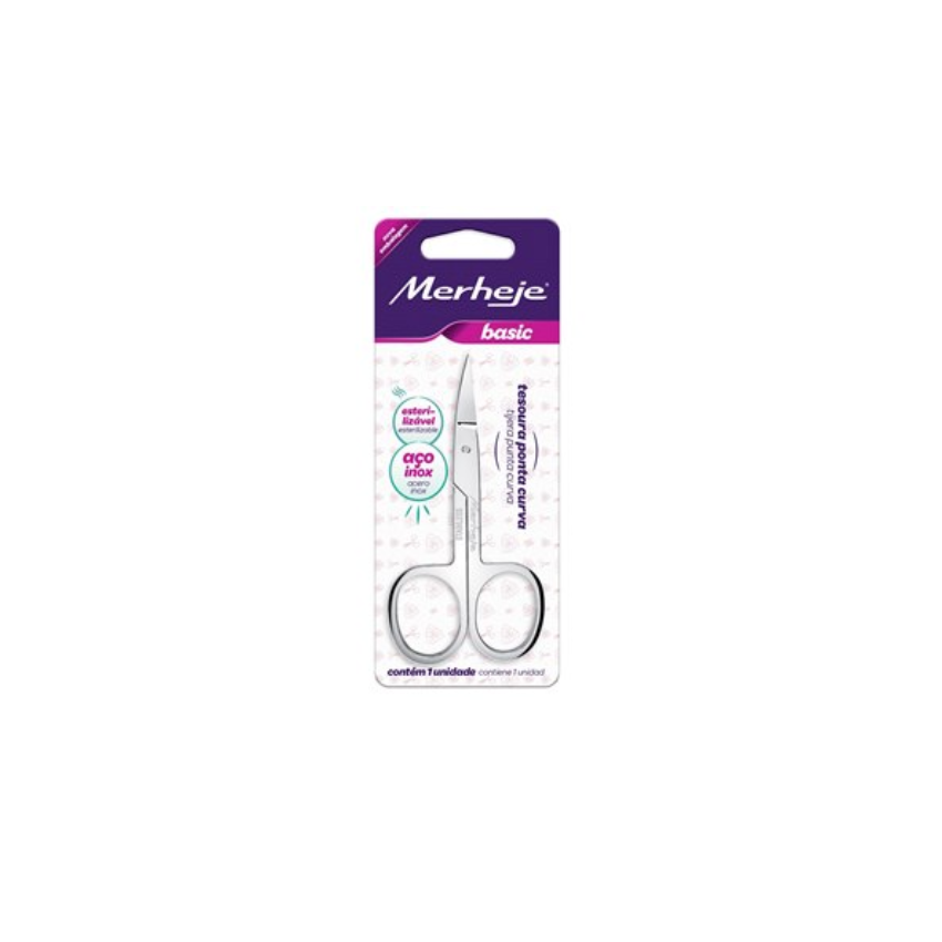 TESOURA ANATOMICA PARA UNHAS PTA CURVA MERHEJE BASIC