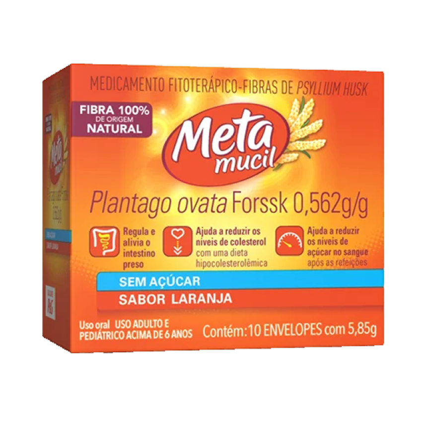 METAMUCIL SOLUVEL LARANJA COM 10 ENVELOPES DE 5,85 GRAMAS 