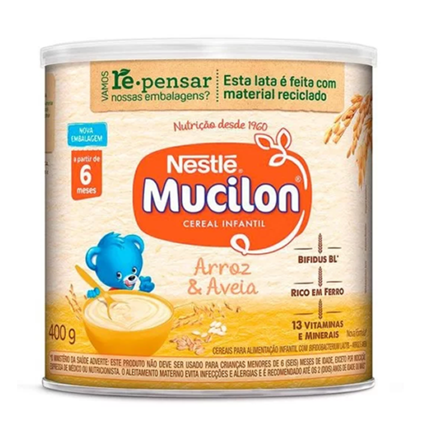 MUCILON LATA ARROZ E AVEIA COM 400 GRAMAS