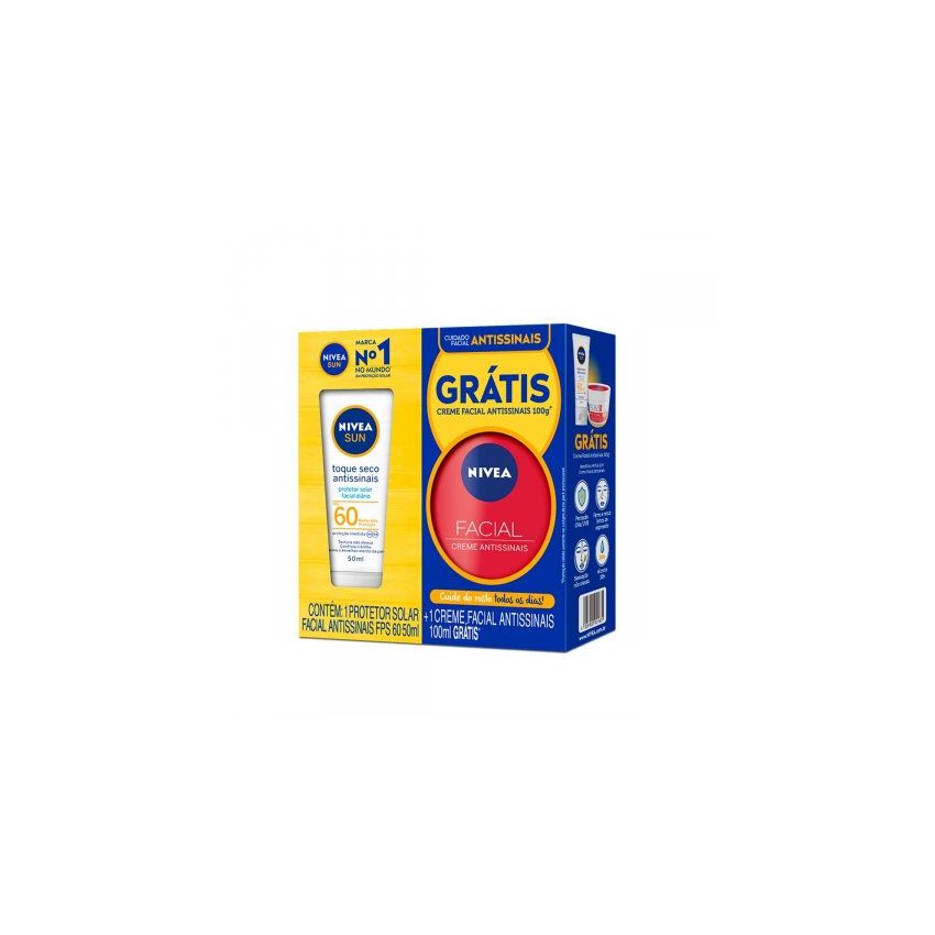 PROTETOR FACIAL NIVEA FPS60 + CREME ANTISSINAIS 100G
