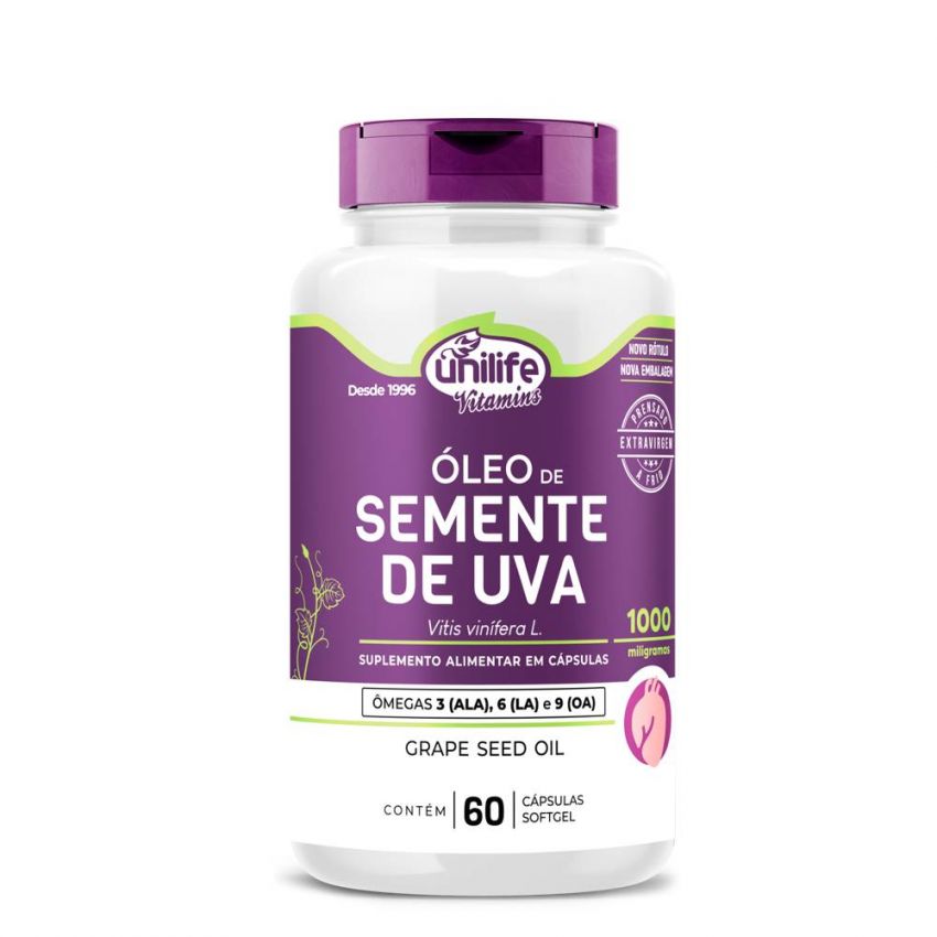 OLEO DE SEMENTE DE UVA 1200 MG COM 60 CAPSULAS UNILIFE