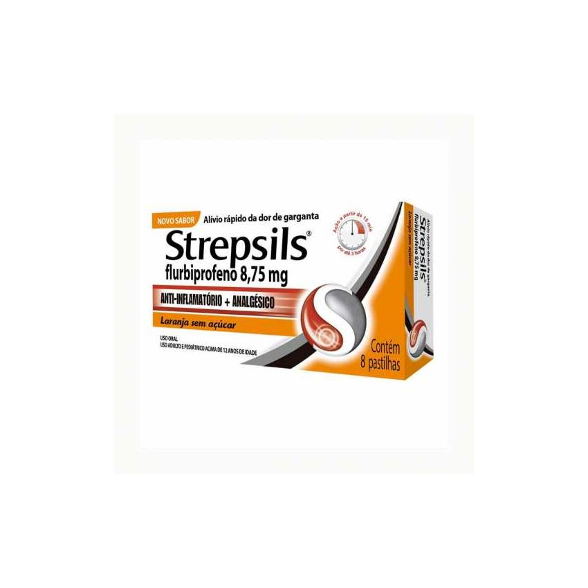 STREPSILS LARANJA COM 8 PASTILHAS