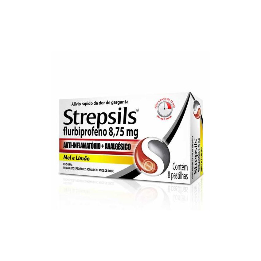 STREPSILS MEL E LIMÃO COM 8 PASTILHAS