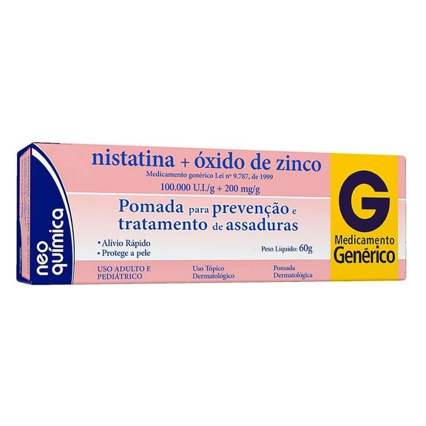 NISTATINA 100.000UI+OXIDO DE ZINCO 200MG POMADA COM 60G
