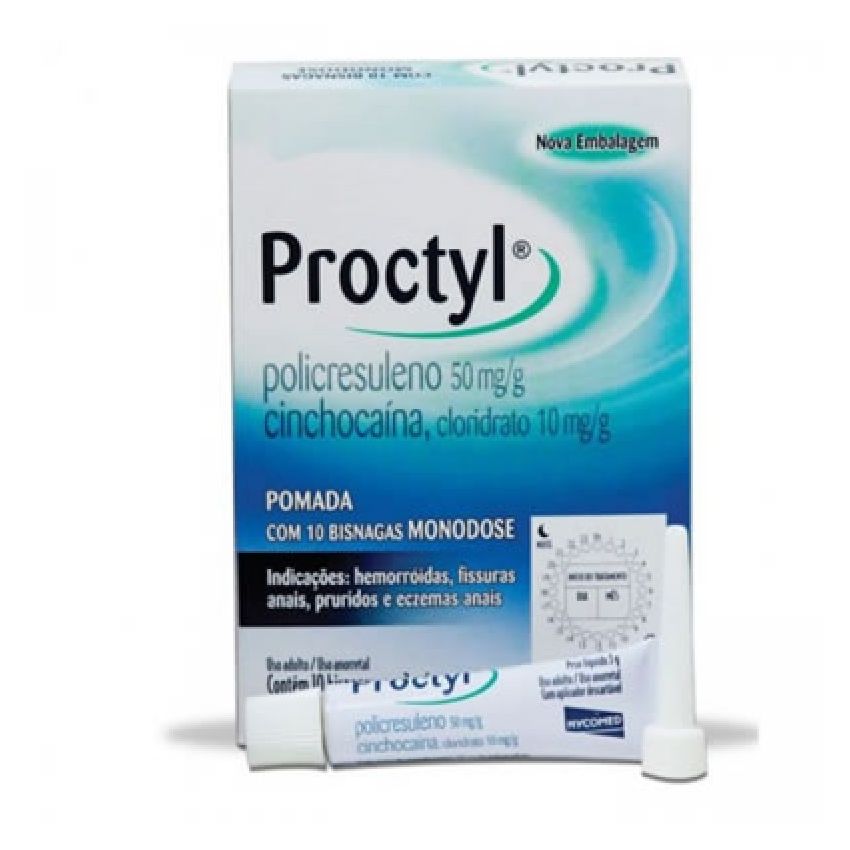 PROCTYL POMADA COM 10 BISNAGAS MONODOSE DE 3 GRAMAS