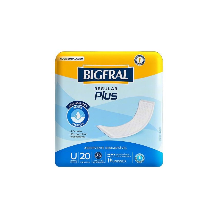 ABSORVENTE BIGFRAL PLUS TAMANHO UNICO COM 20 UN