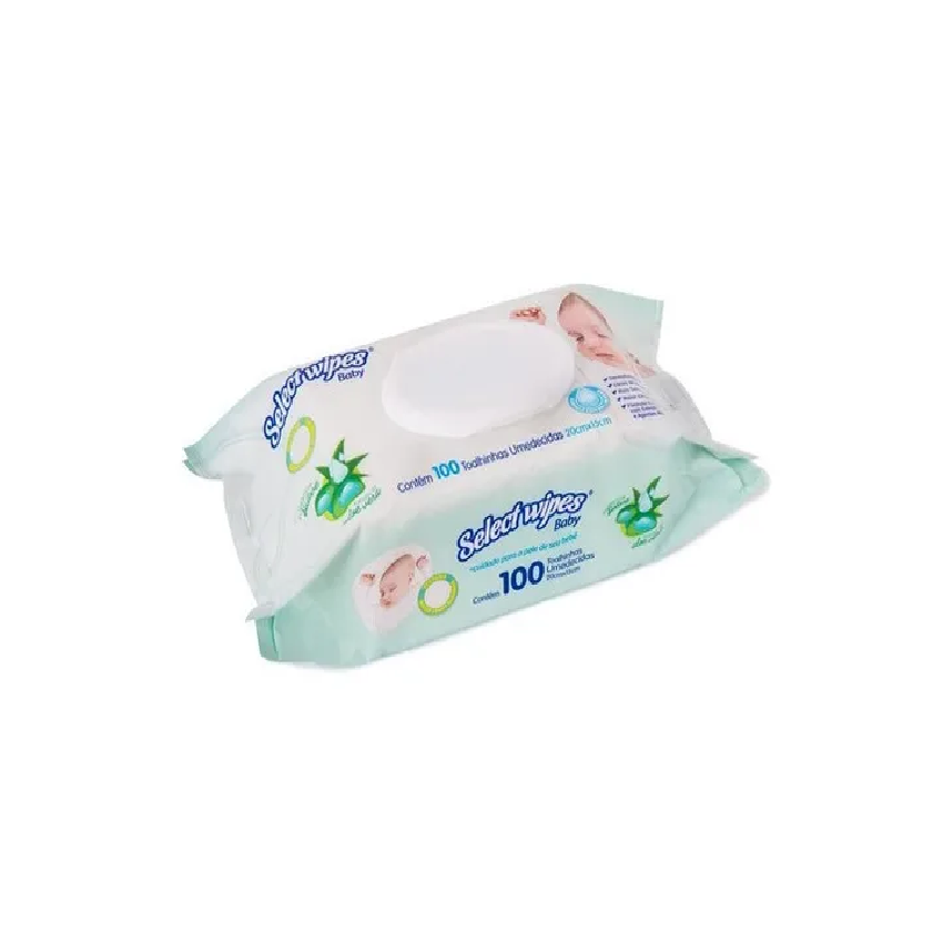 LENÇO UMEDECIDO SELECTWIPES BABY ALOE VERA COM 100 TOALHAS