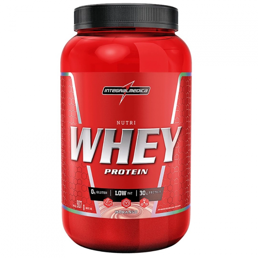 NUTRI WHEY PROTEIN INTEGRALMEDICA MORANGO POTE COM 907G