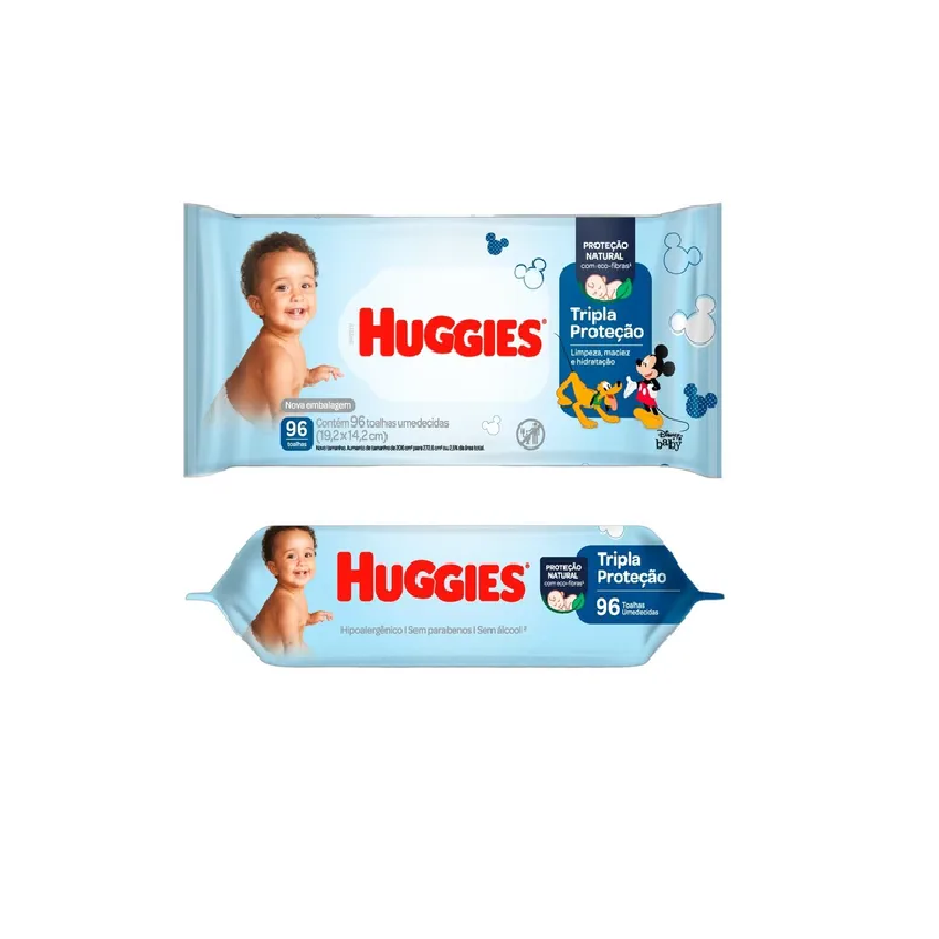TOALHAS UMEDEDECIDAS HUGGIES TRIPLA PROTEÇÃO COM 96 TOALHAS