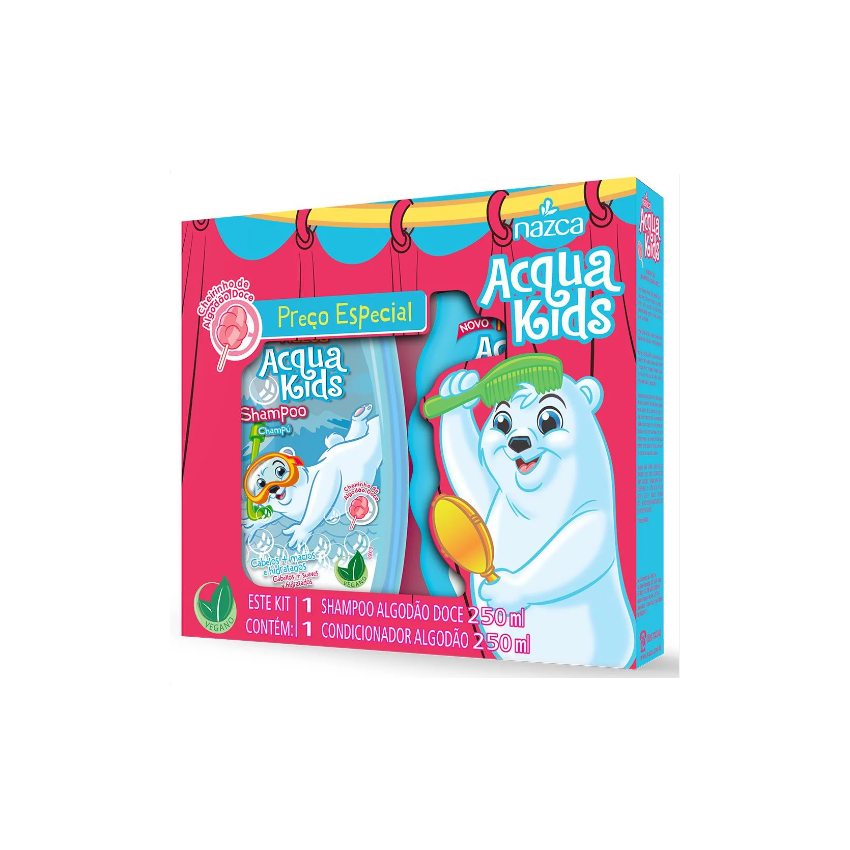KIT ACQUA KIDS SHAMPOO CONDICIONADOR ALGODÃO DOCE 250ML