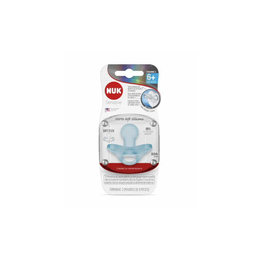 CHUPETA NUK SENSITIVE SOFT 6+ MESES AZUL 