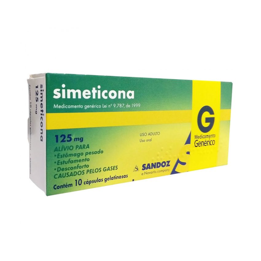 SIMETICONA 125MG COM 10 CAPSULAS SANDOZ