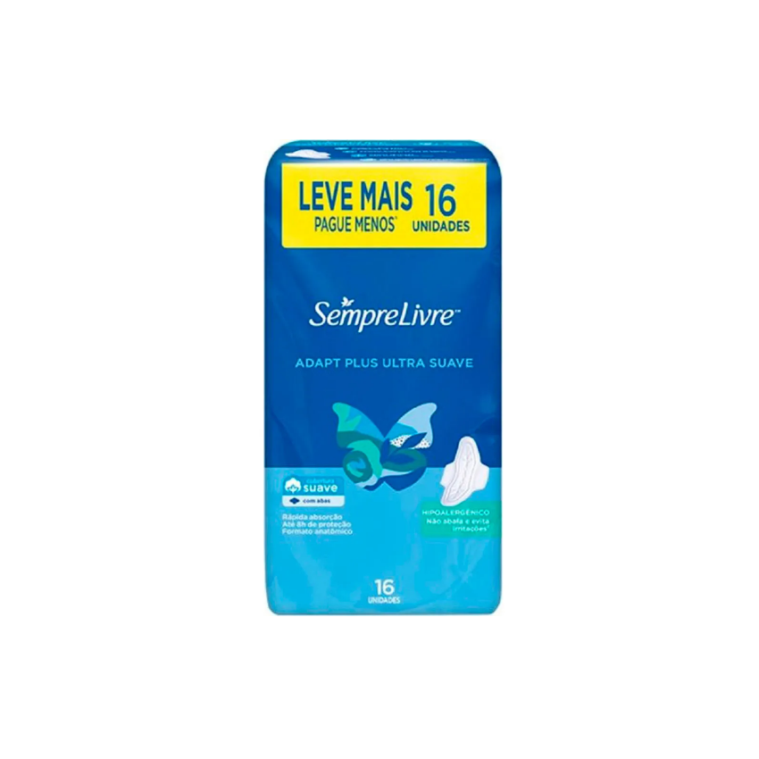 ABSORVENTE SEMPRE LIVRE ADAPT PLUS SUAVE COM ABAS COM 16 UNI