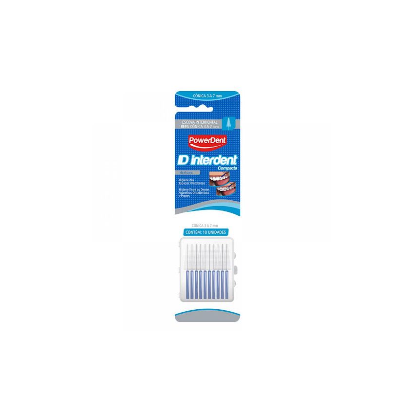 ESCOVA DENTAL POWERDENT ID INTERDENT REFIL CÔNICA COM 10 UN