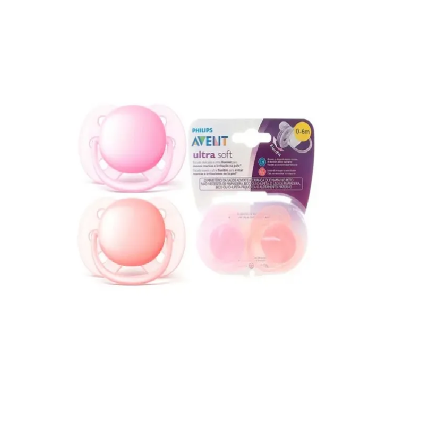 CHUPETA AVENT ULTRA SOFT LISA DUPLA 0-6 MESES MENINA 