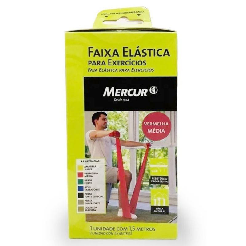 FAIXA ELASTICA EXERCICIO MERCUR VERMELHA 1,5 M